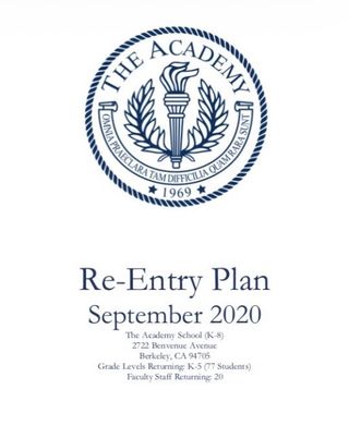 Cover of The Academy School Re-Entry Plan, September 2020